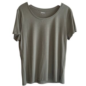 Quince Cotton Modal Scoopneck Short Sleeve Tee Dark Olive Casual Leisure Sz L